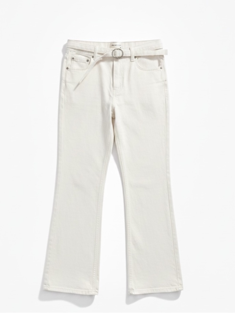 We The Free White Flare Jeans w/ Belt Size 31 Boho Wide Leg Denim